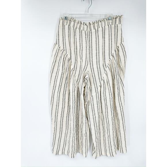 Free People Poppy Ivory Striped Wide Leg Relaxed Beach Boho Pants Size M NWT - Picture 4 of 6